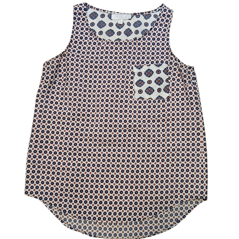 Olive & Oak Blue and Orange Patterned Top